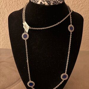LAGOS Sterling Silver Long Necklace with Lapis-Blue Discs